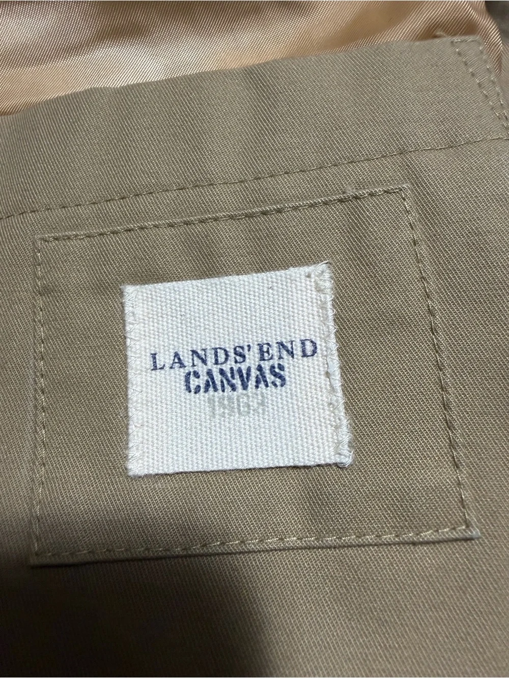 Lands End Canvas Blazer Jacket Men’s 42 Tan 2 Button 100% Cotton